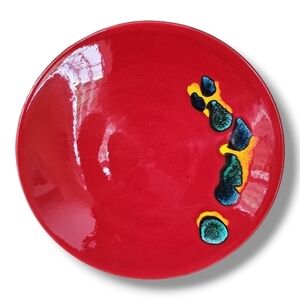 Poole Pottery England Living Glaze Red Volcano Art Plate